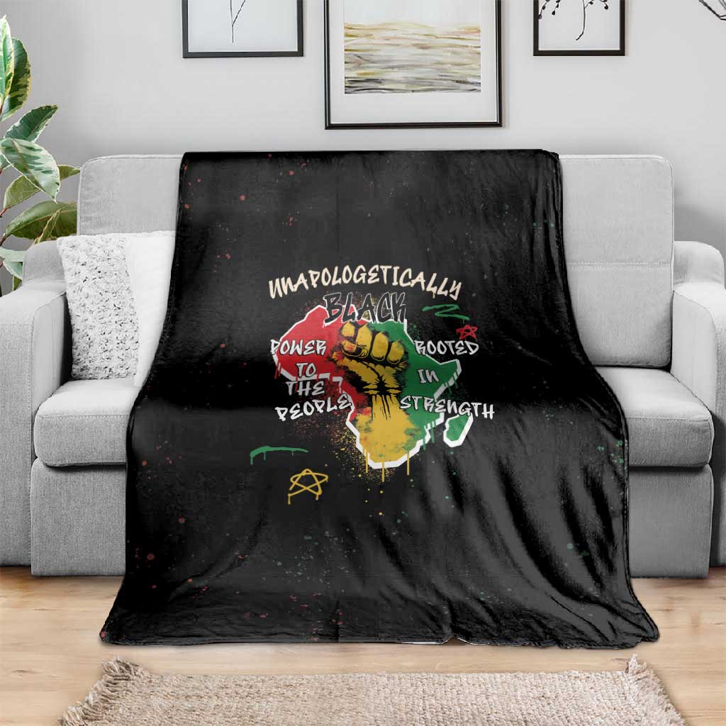 African Black Power Blanket Unapologetically Black Raised Fist DT03