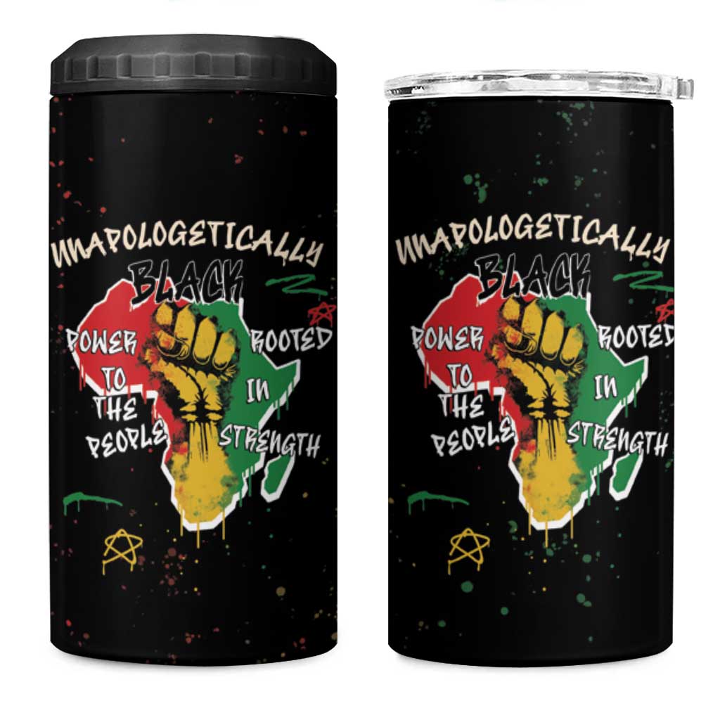 African Black Power 4 in 1 Can Cooler Tumbler Unapologetically Black Raised Fist DT03