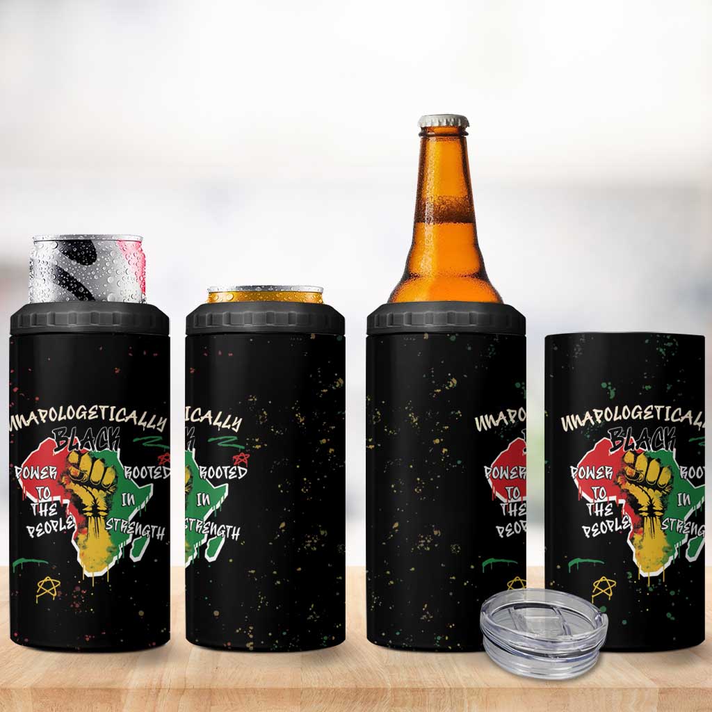 African Black Power 4 in 1 Can Cooler Tumbler Unapologetically Black Raised Fist DT03