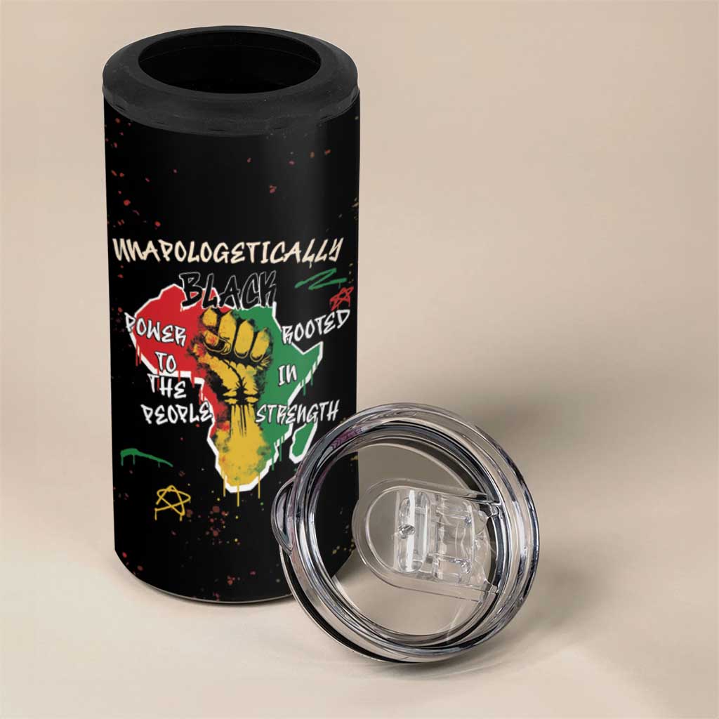 African Black Power 4 in 1 Can Cooler Tumbler Unapologetically Black Raised Fist DT03