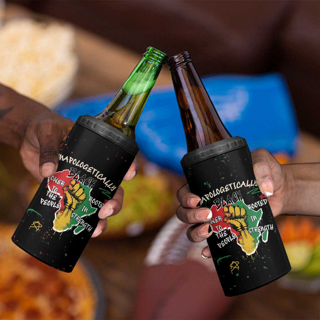 African Black Power 4 in 1 Can Cooler Tumbler Unapologetically Black Raised Fist DT03
