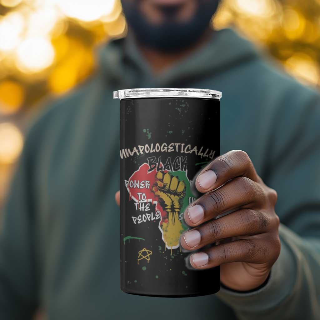 African Black Power 4 in 1 Can Cooler Tumbler Unapologetically Black Raised Fist DT03