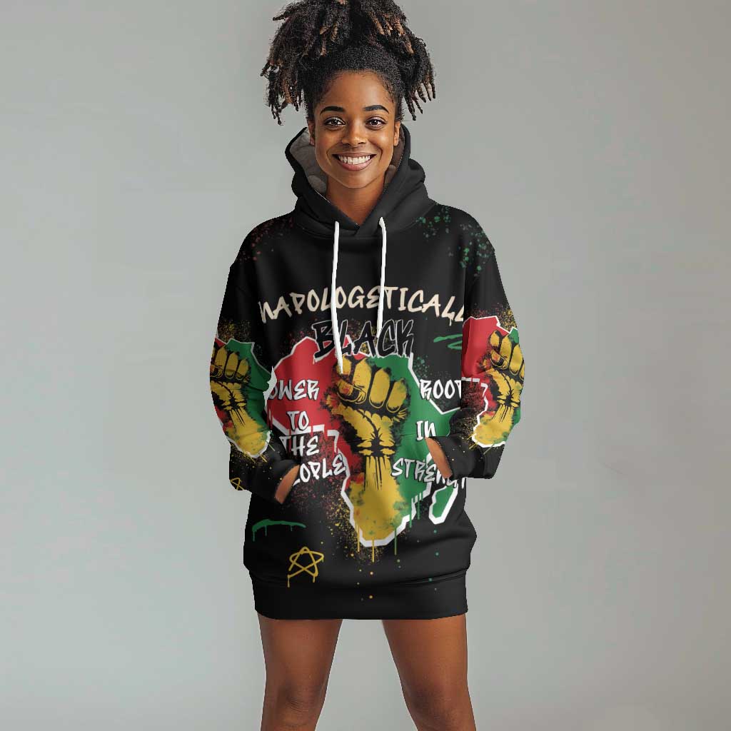 African Black Power Hoodie Dress Unapologetically Black Raised Fist DT03