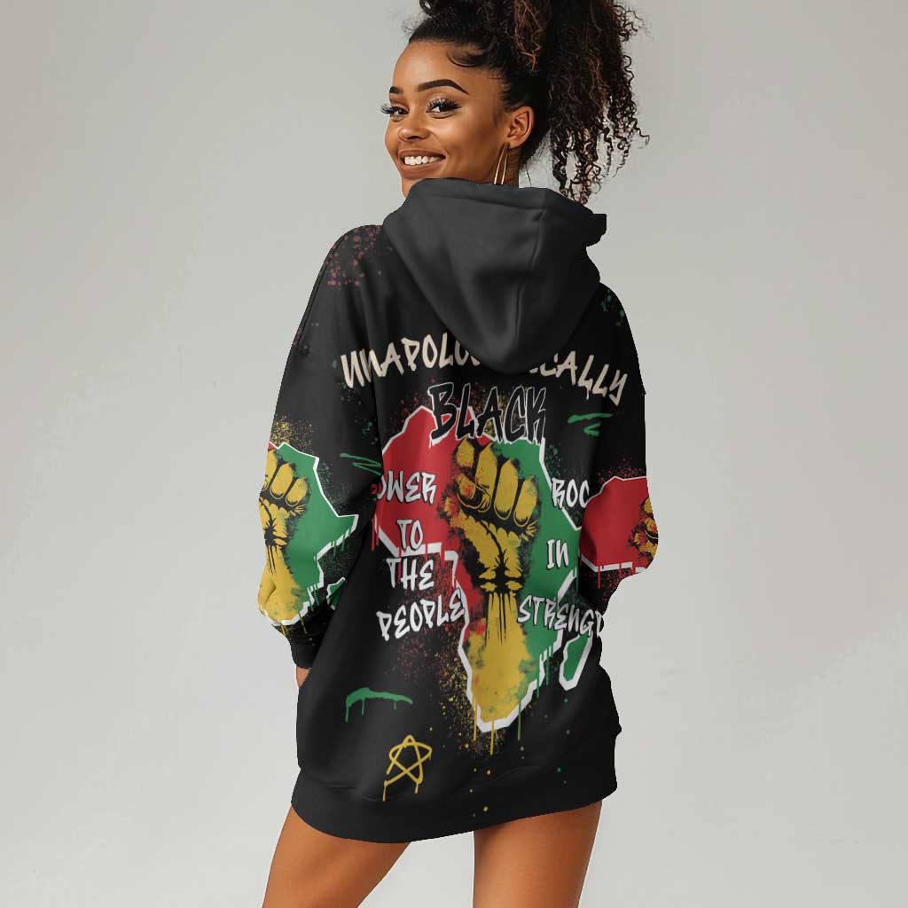 African Black Power Hoodie Dress Unapologetically Black Raised Fist DT03