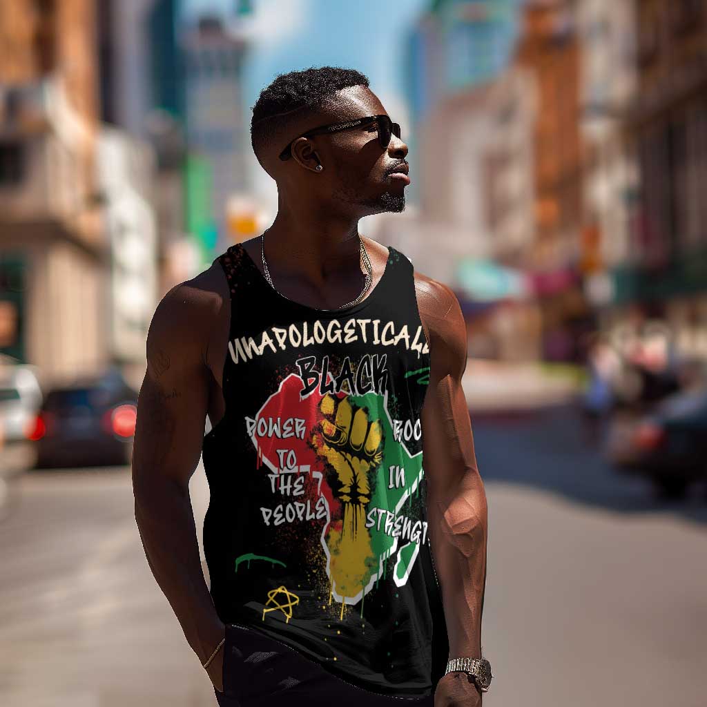 African Black Power Men Tank Top Unapologetically Black Raised Fist DT03