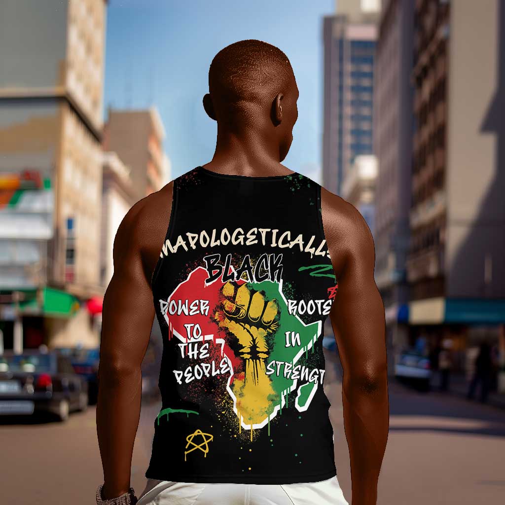 African Black Power Men Tank Top Unapologetically Black Raised Fist DT03