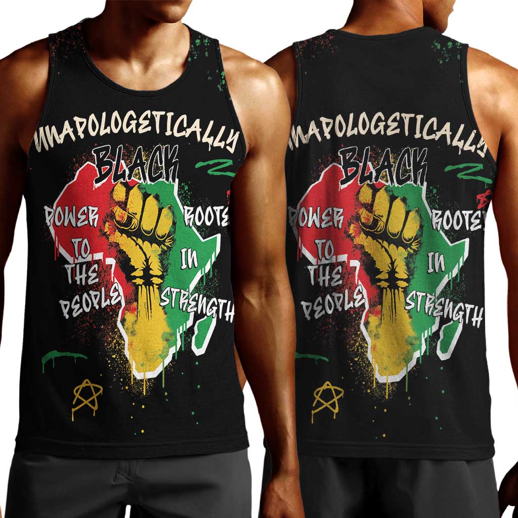 African Black Power Men Tank Top Unapologetically Black Raised Fist DT03