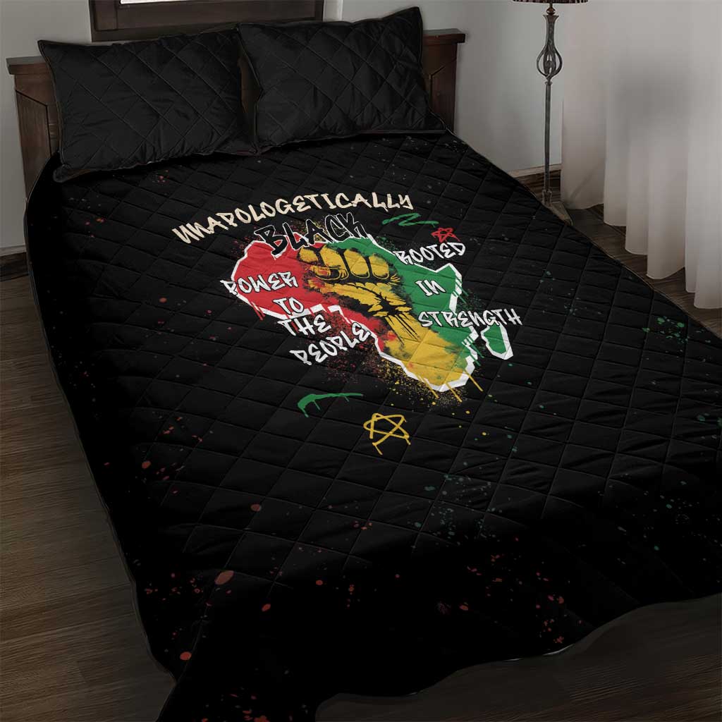 African Black Power Quilt Bed Set Unapologetically Black Raised Fist DT03