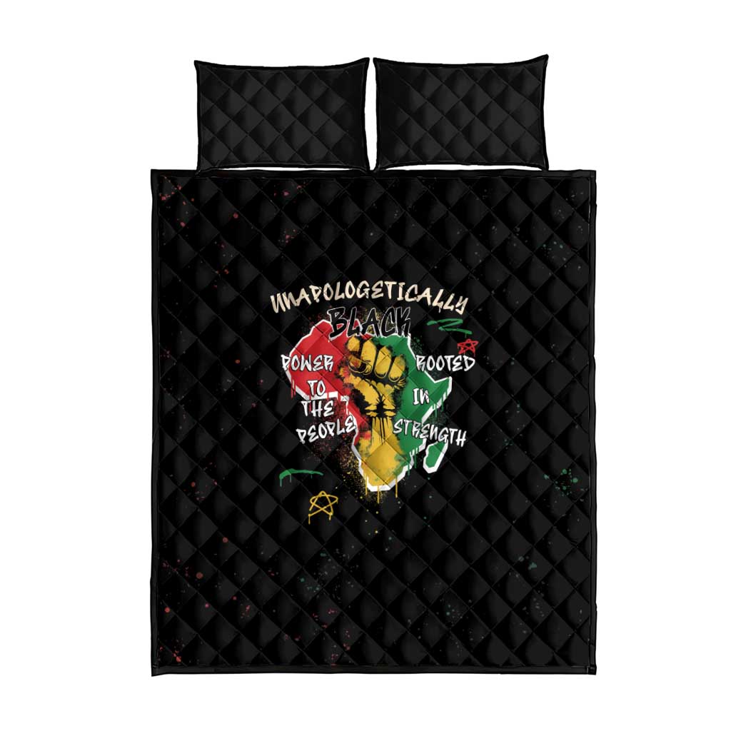 African Black Power Quilt Bed Set Unapologetically Black Raised Fist DT03