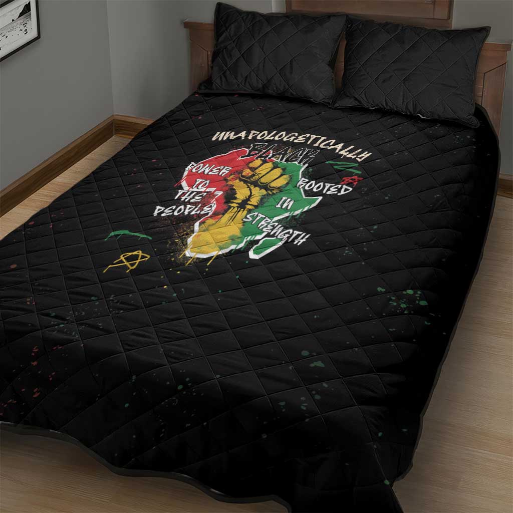 African Black Power Quilt Bed Set Unapologetically Black Raised Fist DT03