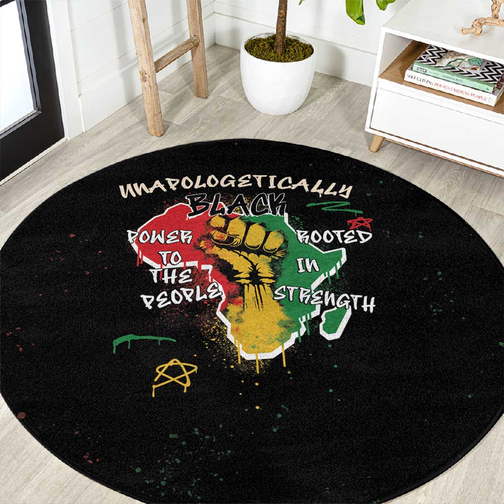 African Black Power Round Carpet Unapologetically Black Raised Fist DT03
