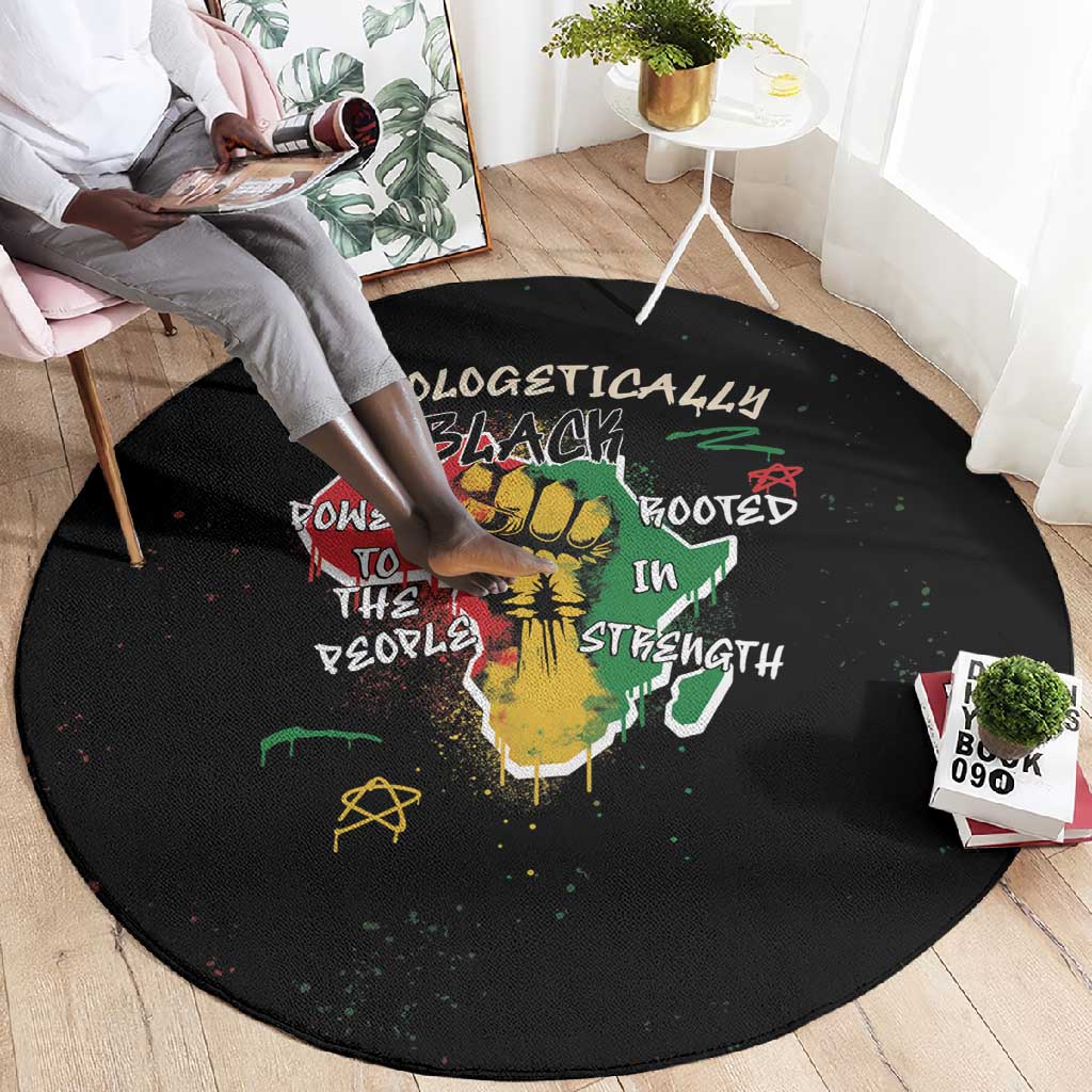 African Black Power Round Carpet Unapologetically Black Raised Fist DT03