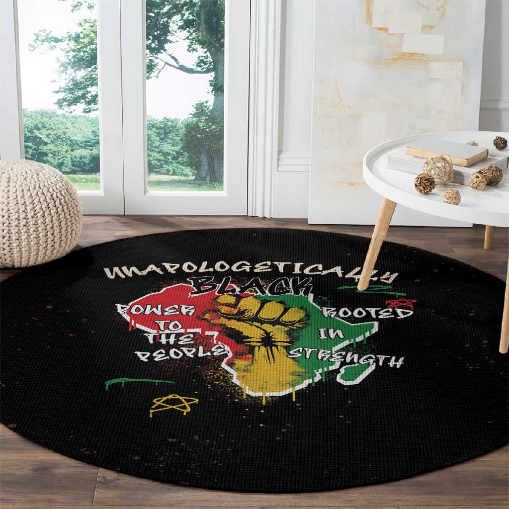 African Black Power Round Carpet Unapologetically Black Raised Fist DT03
