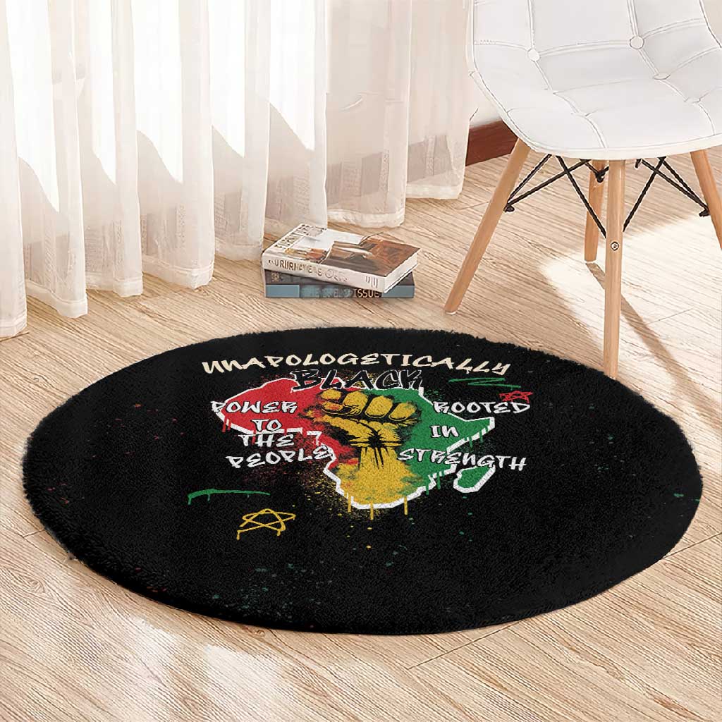 African Black Power Round Carpet Unapologetically Black Raised Fist DT03