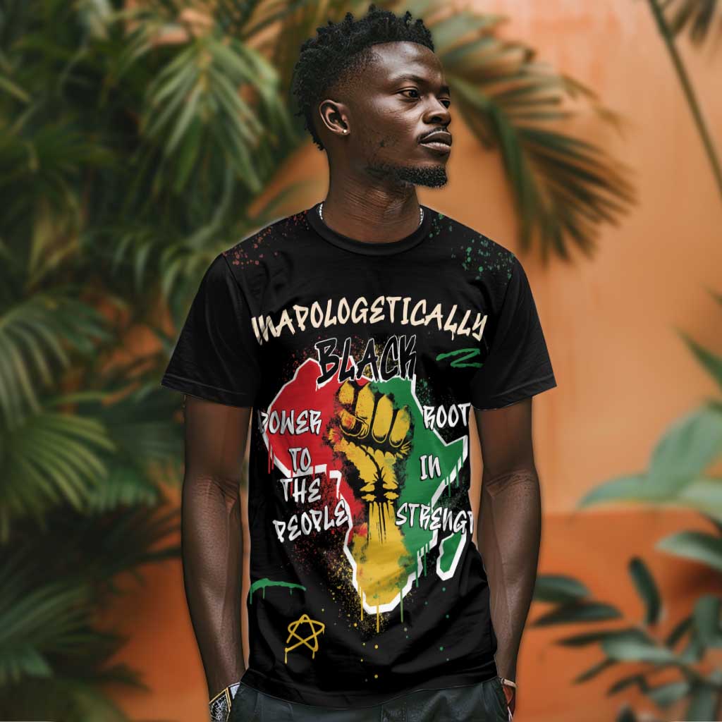 African Black Power T shirt Unapologetically Black Raised Fist DT03