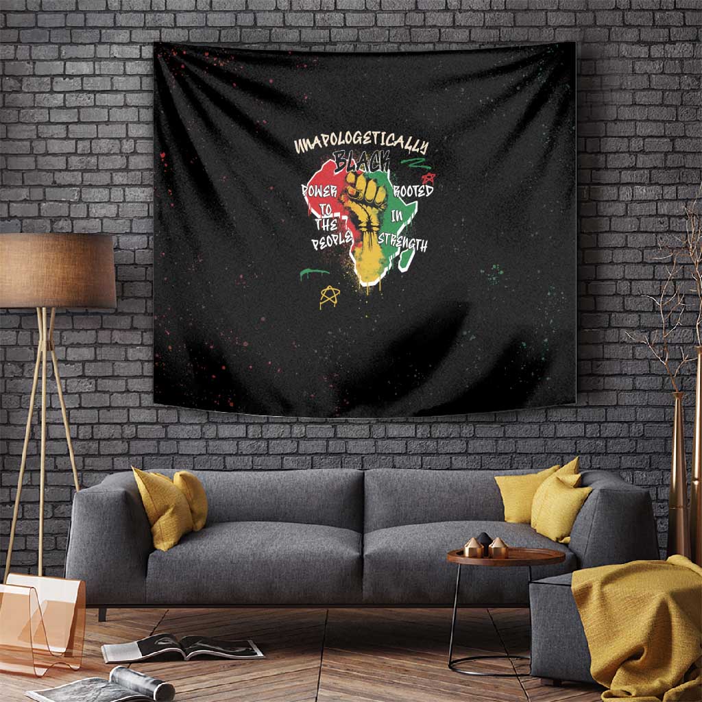 African Black Power Tapestry Unapologetically Black Raised Fist DT03