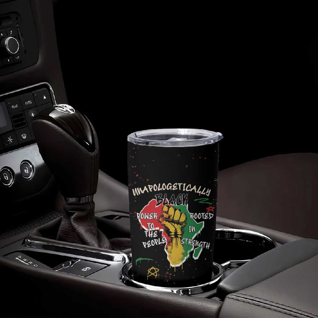 African Black Power Tumbler Cup Unapologetically Black Raised Fist DT03