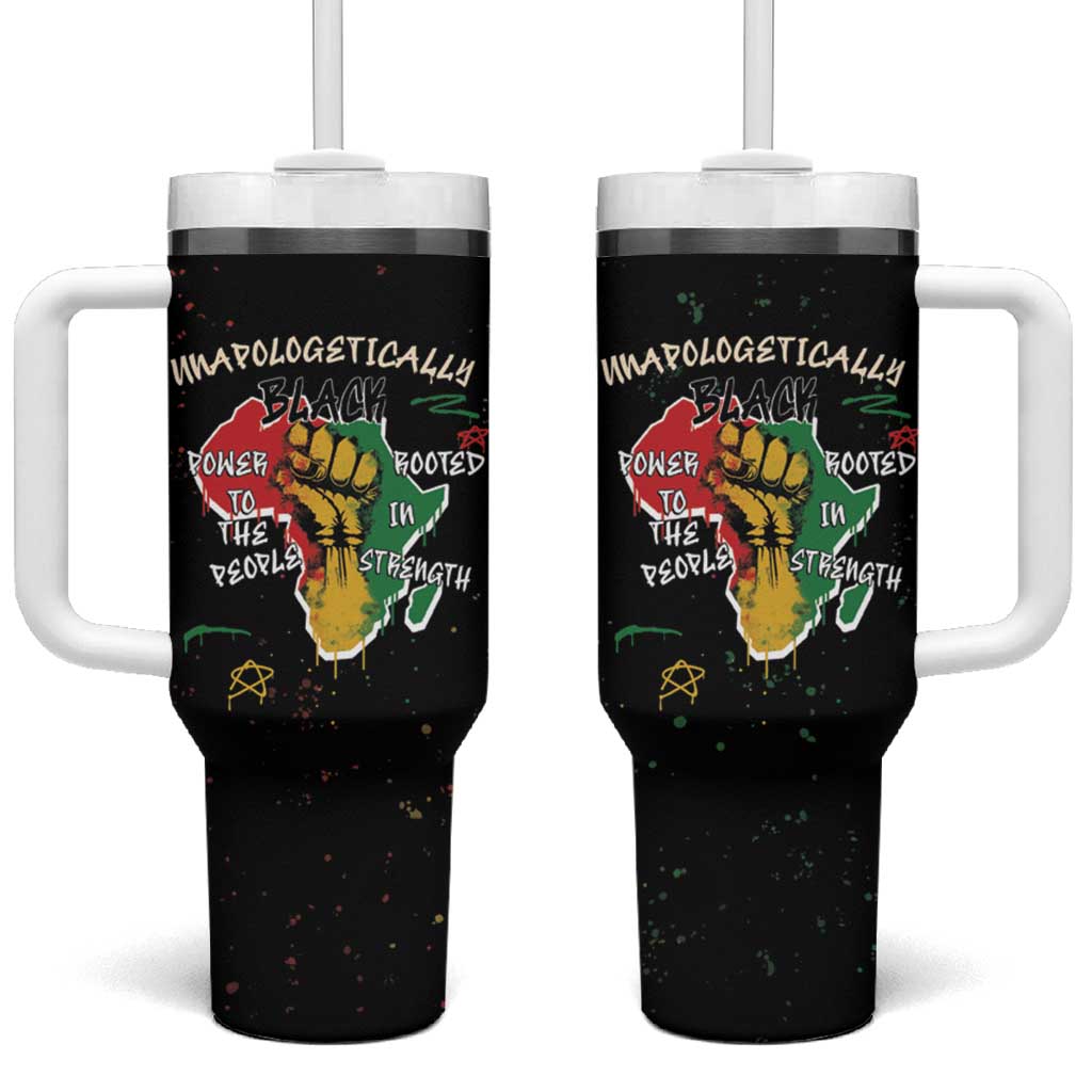 African Black Power Tumbler With Handle Unapologetically Black Raised Fist DT03