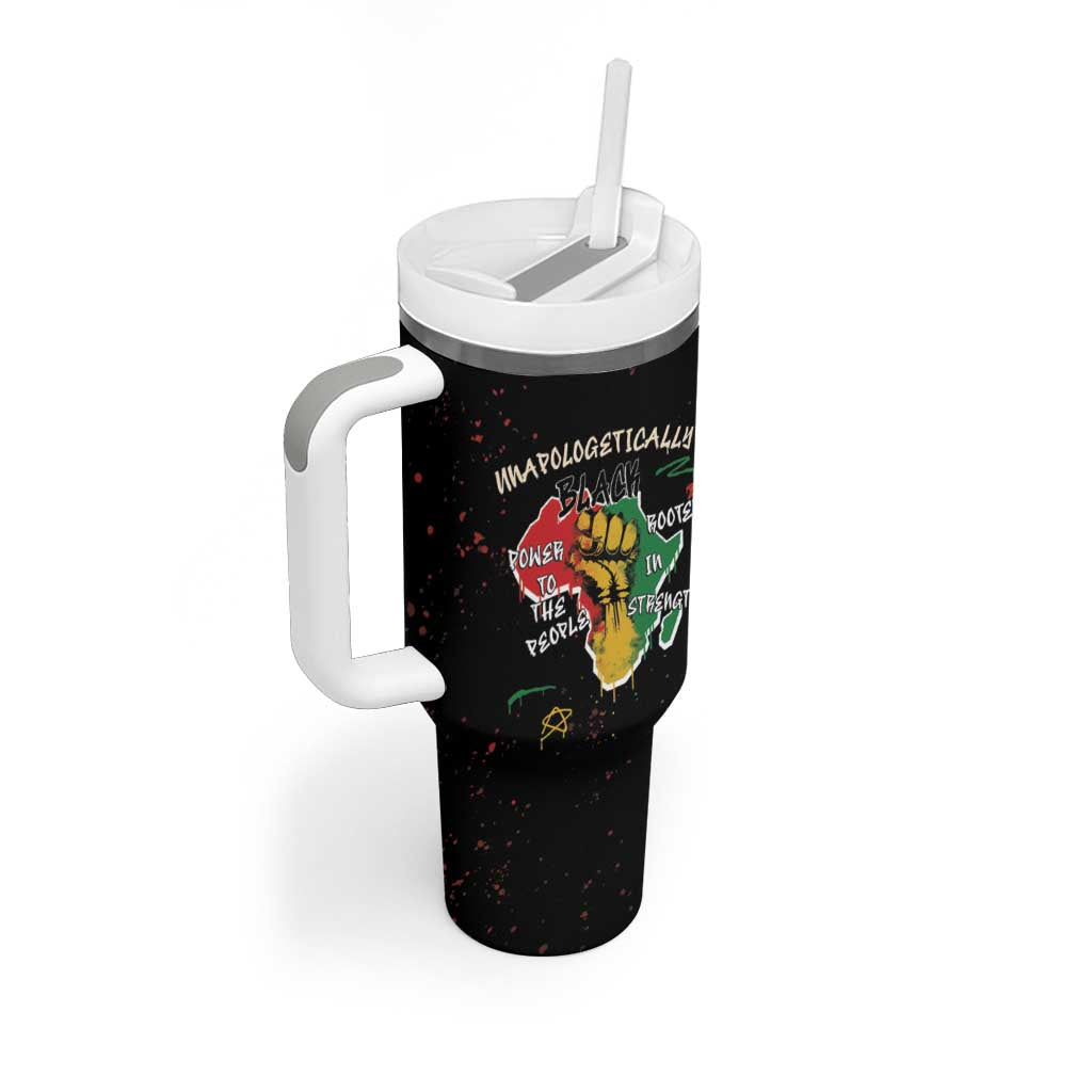 African Black Power Tumbler With Handle Unapologetically Black Raised Fist DT03