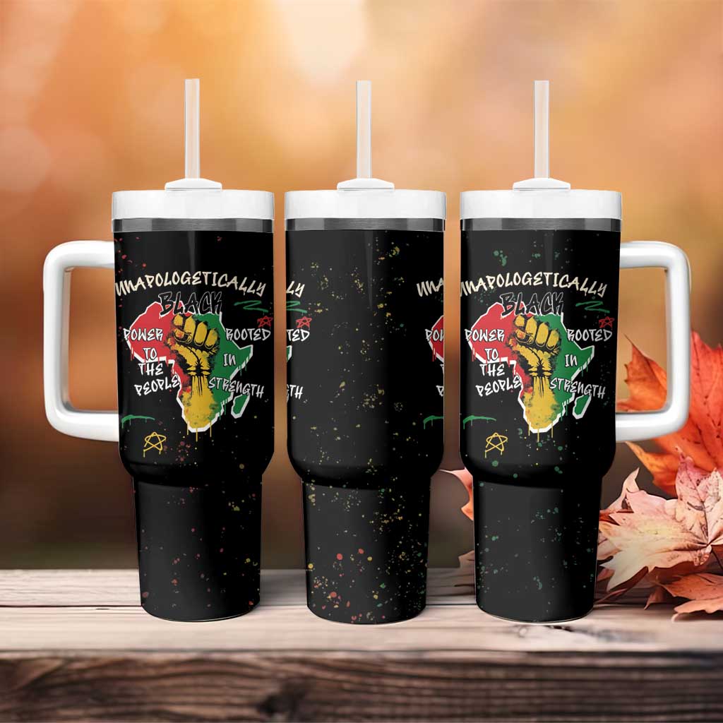 African Black Power Tumbler With Handle Unapologetically Black Raised Fist DT03