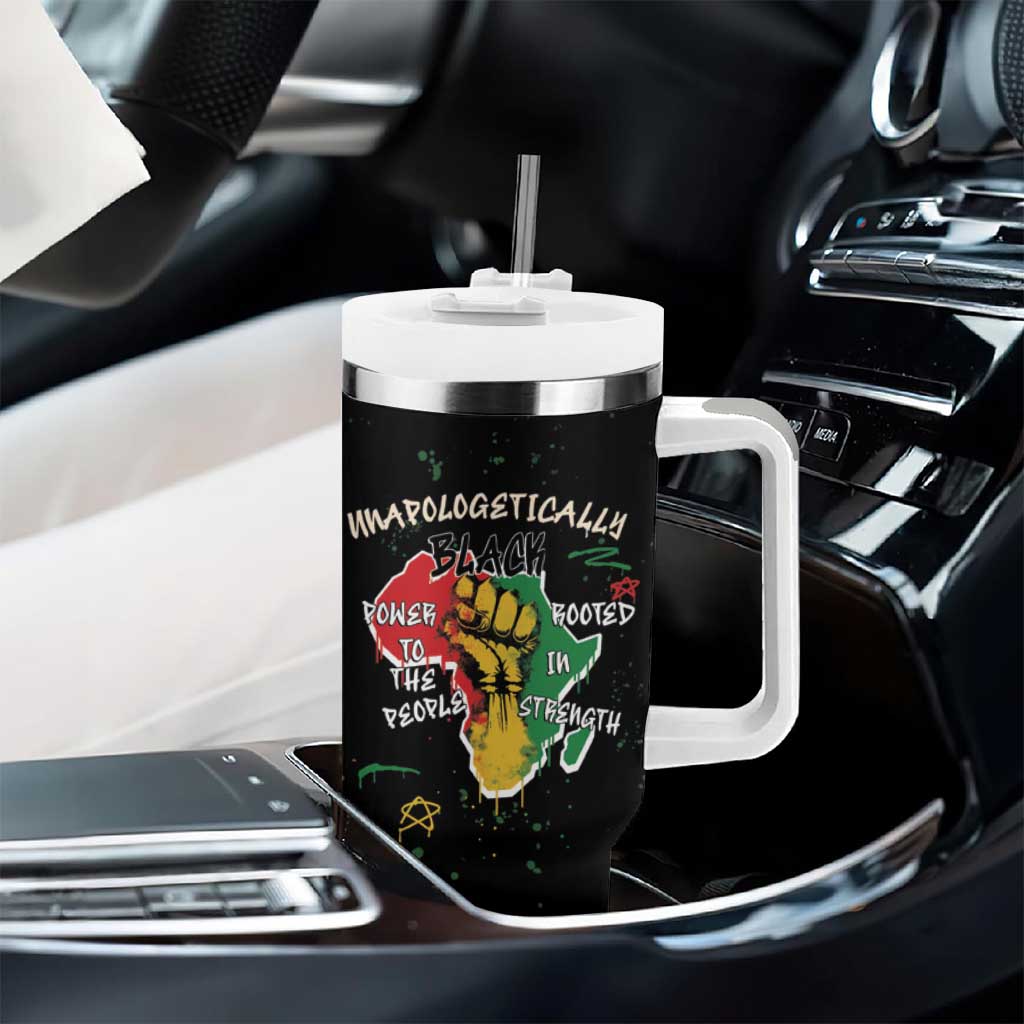 African Black Power Tumbler With Handle Unapologetically Black Raised Fist DT03