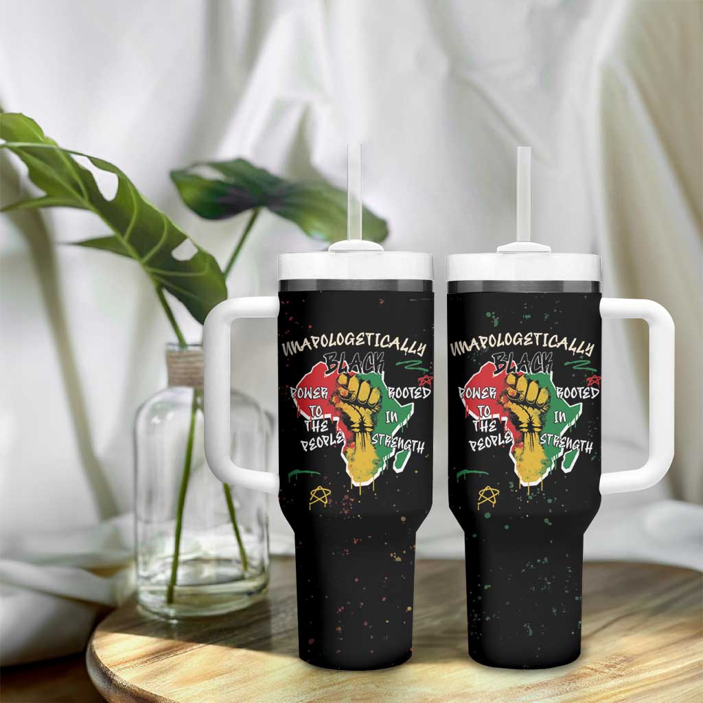 African Black Power Tumbler With Handle Unapologetically Black Raised Fist DT03