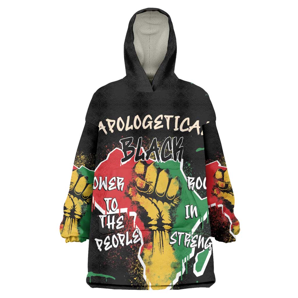 African Black Power Wearable Blanket Hoodie Unapologetically Black Raised Fist DT03
