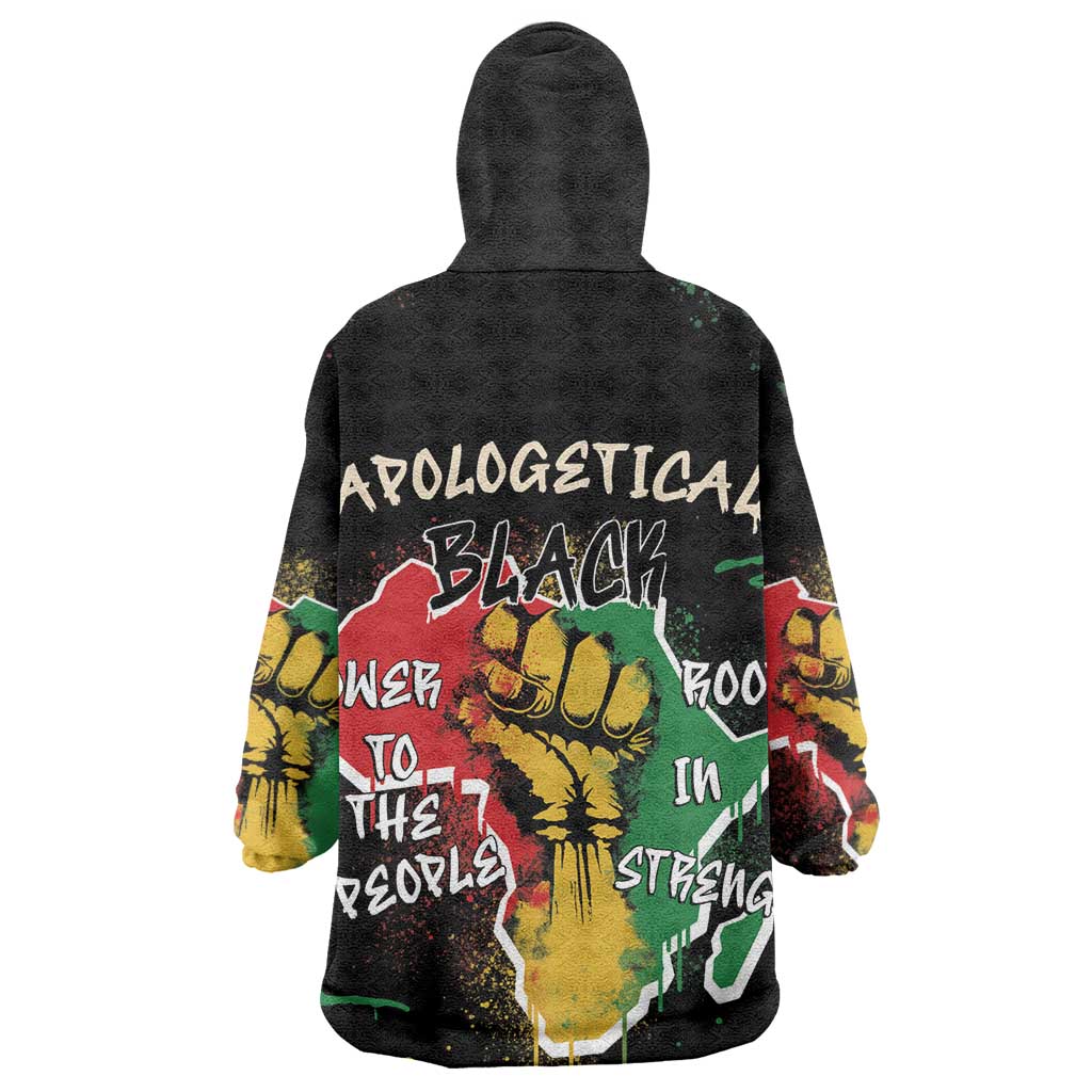 African Black Power Wearable Blanket Hoodie Unapologetically Black Raised Fist DT03