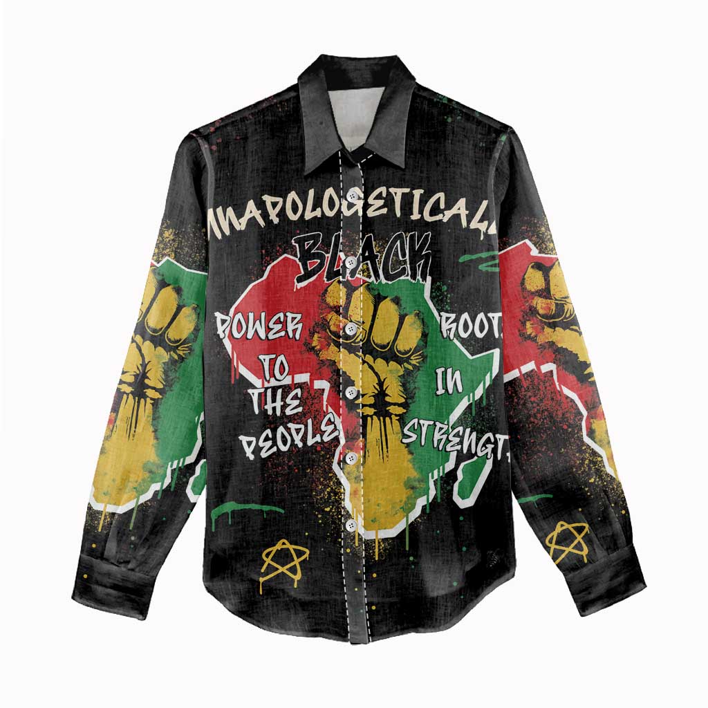 African Black Power Women Casual Shirt Unapologetically Black Raised Fist DT03