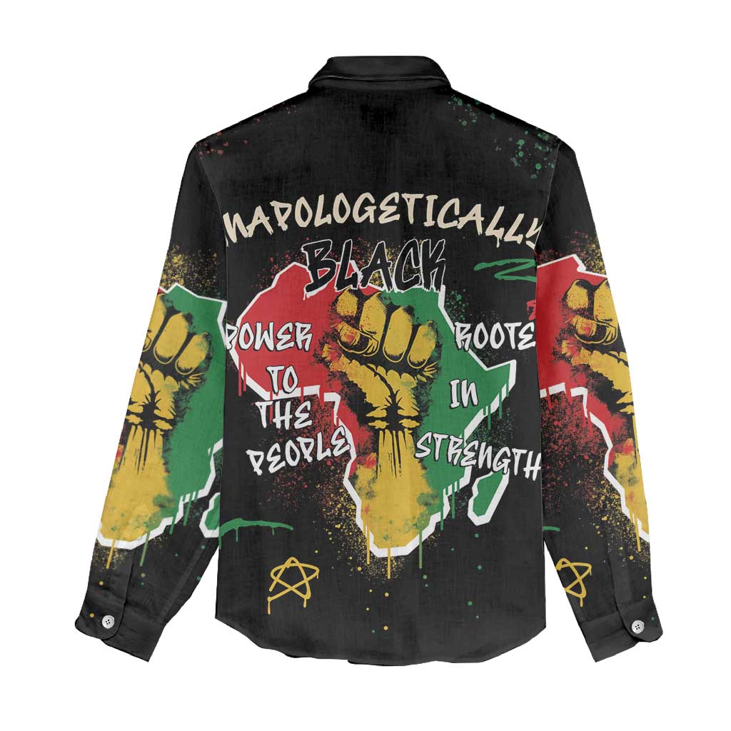 African Black Power Women Casual Shirt Unapologetically Black Raised Fist DT03