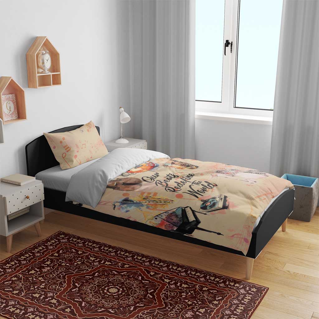 Our Beats Redefine The World African Bedding Set Afro Music DT03