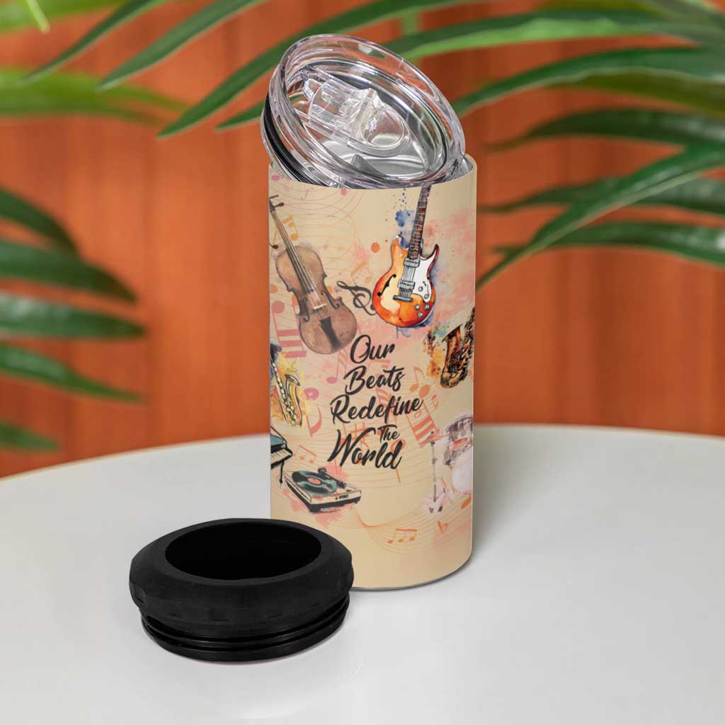 Our Beats Redefine The World African 4 in 1 Can Cooler Tumbler Afro Music DT03
