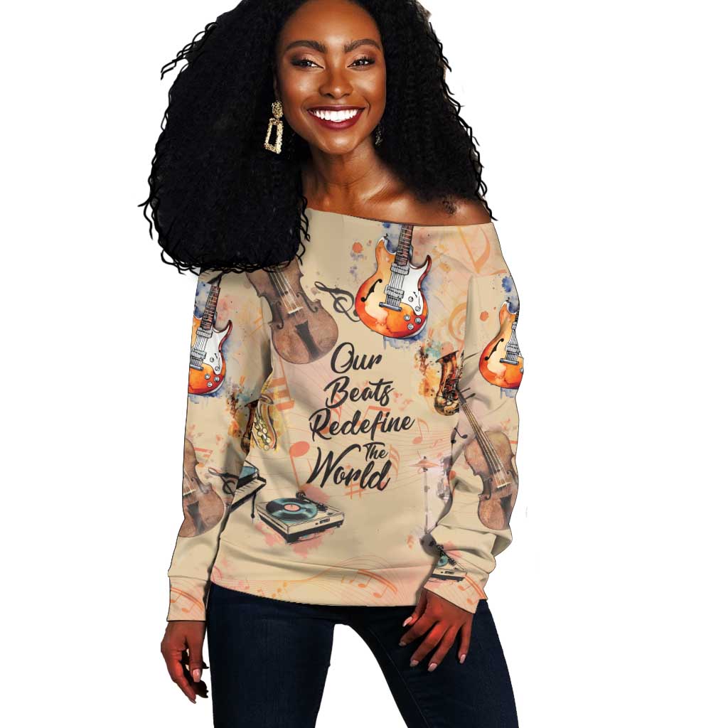 Our Beats Redefine The World African Off Shoulder Sweater Afro Music DT03