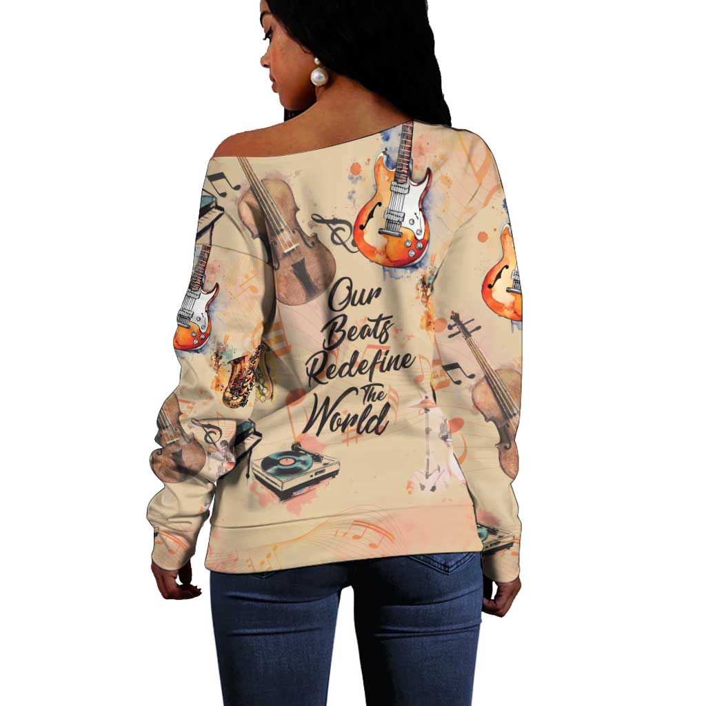 Our Beats Redefine The World African Off Shoulder Sweater Afro Music DT03
