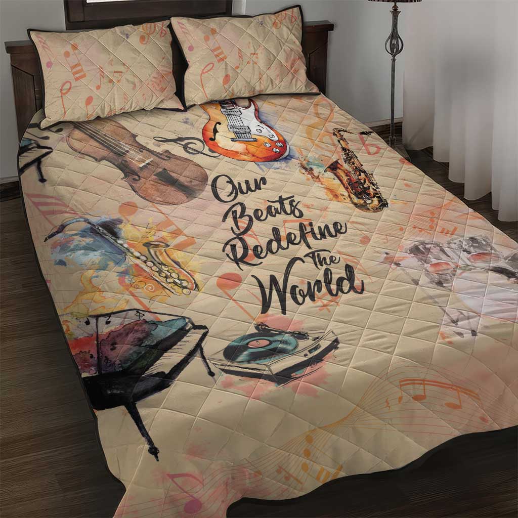 Our Beats Redefine The World African Quilt Bed Set Afro Music DT03