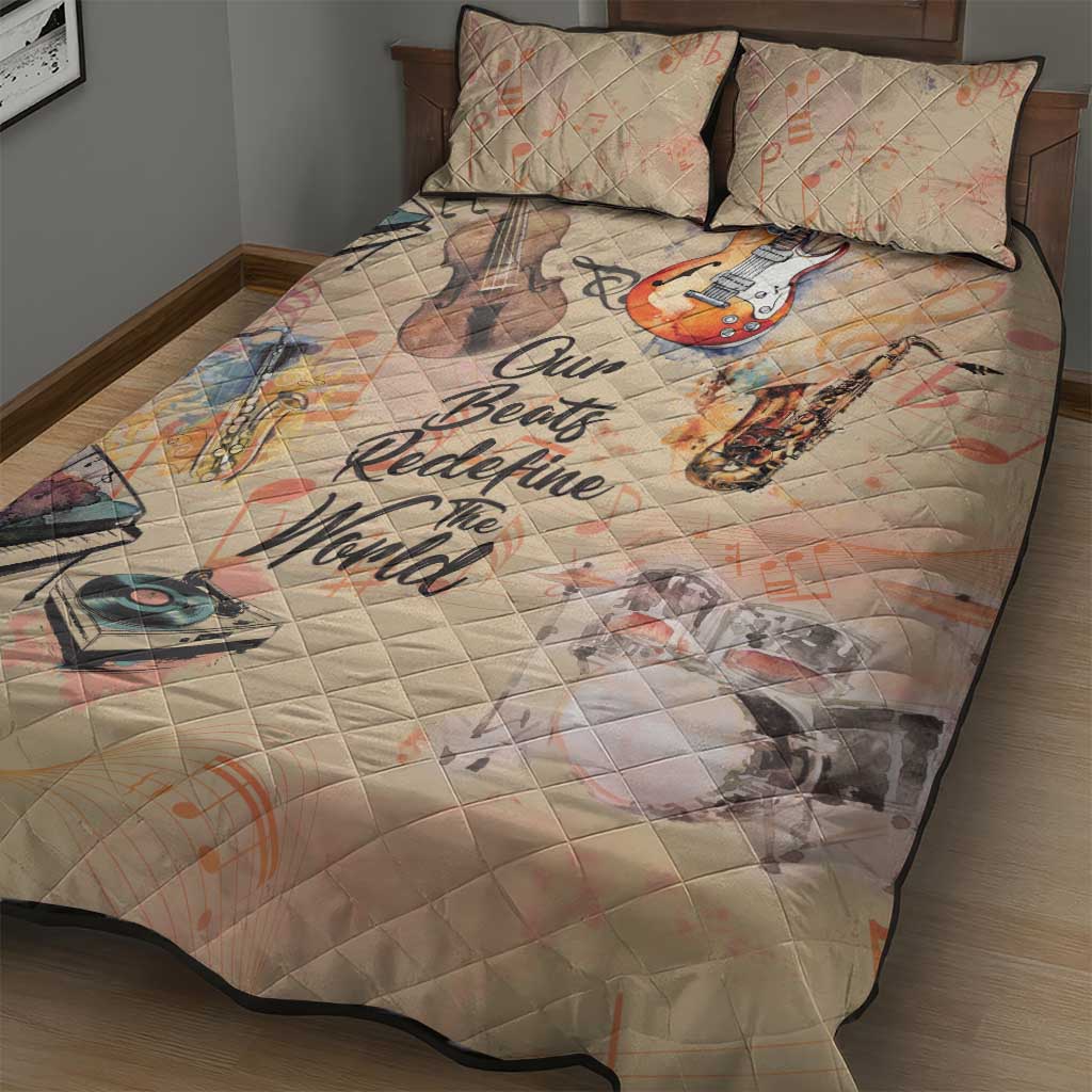 Our Beats Redefine The World African Quilt Bed Set Afro Music DT03