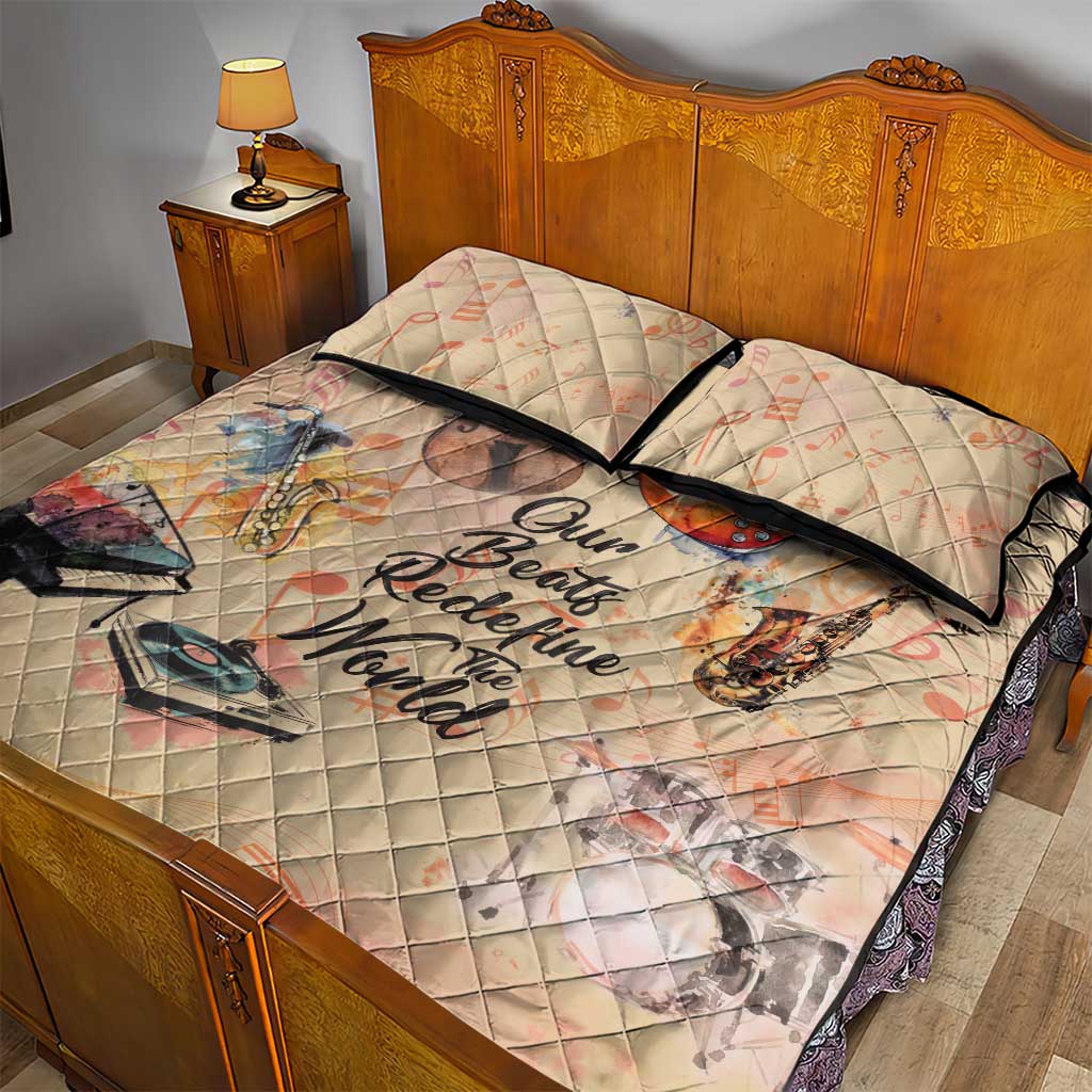 Our Beats Redefine The World African Quilt Bed Set Afro Music DT03