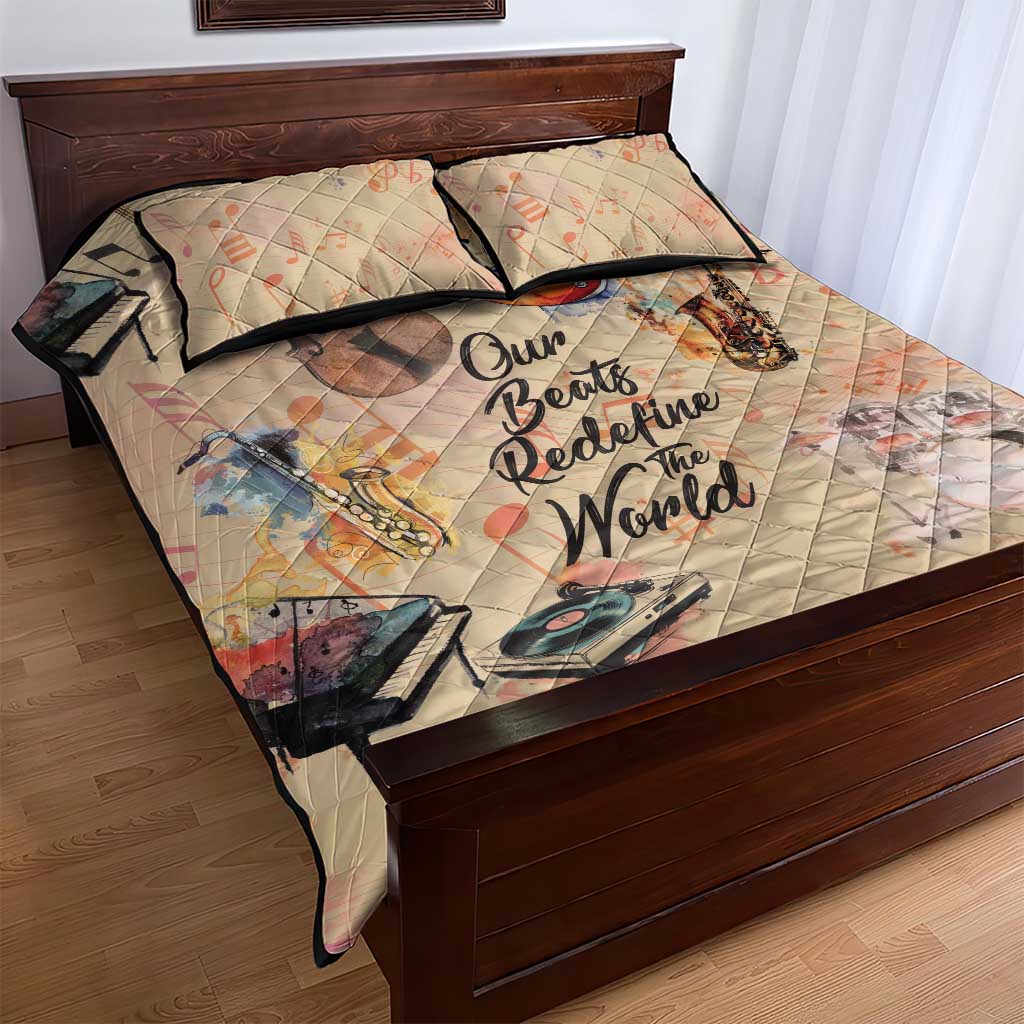 Our Beats Redefine The World African Quilt Bed Set Afro Music DT03