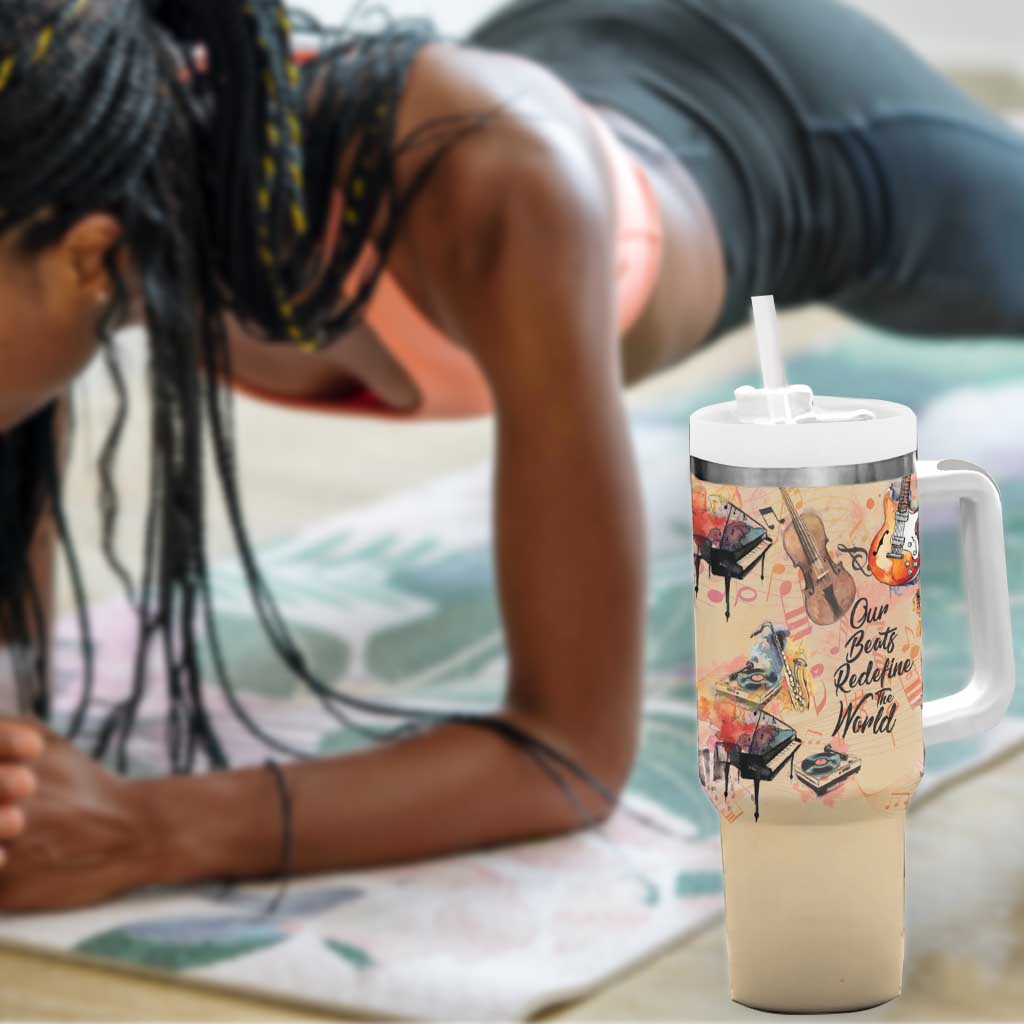 Our Beats Redefine The World African Tumbler With Handle Afro Music DT03