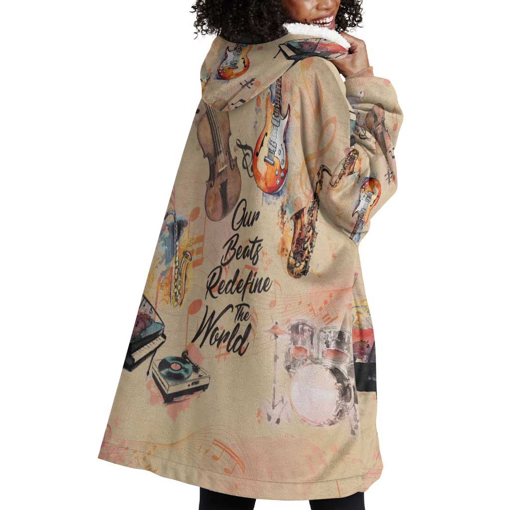 Our Beats Redefine The World African Wearable Blanket Hoodie Afro Music DT03