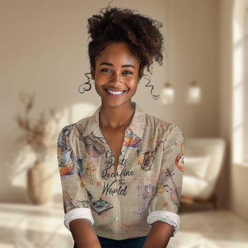 Our Beats Redefine The World African Women Casual Shirt Afro Music DT03