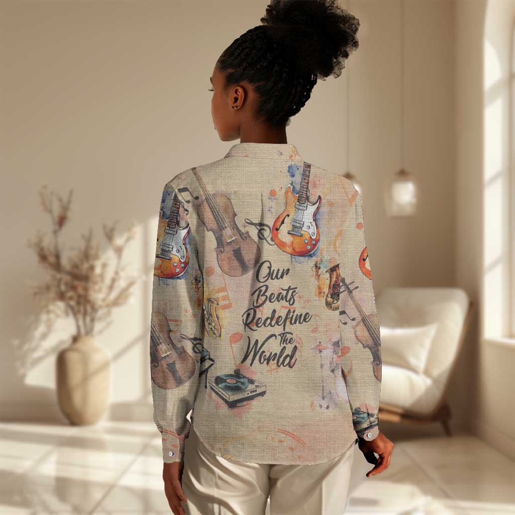 Our Beats Redefine The World African Women Casual Shirt Afro Music DT03