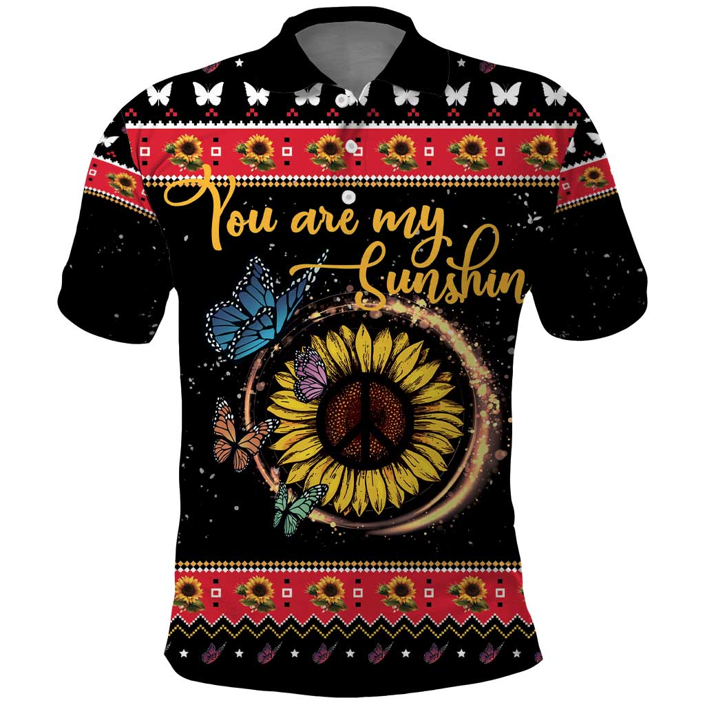 Butterfly Christmas Yall Polo Shirt You Are My Sunshine DT03
