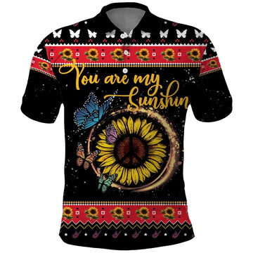 Butterfly Christmas Yall Polo Shirt You Are My Sunshine DT03
