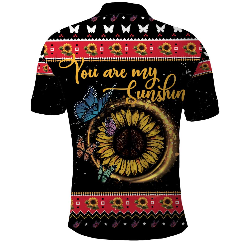 Butterfly Christmas Yall Polo Shirt You Are My Sunshine DT03
