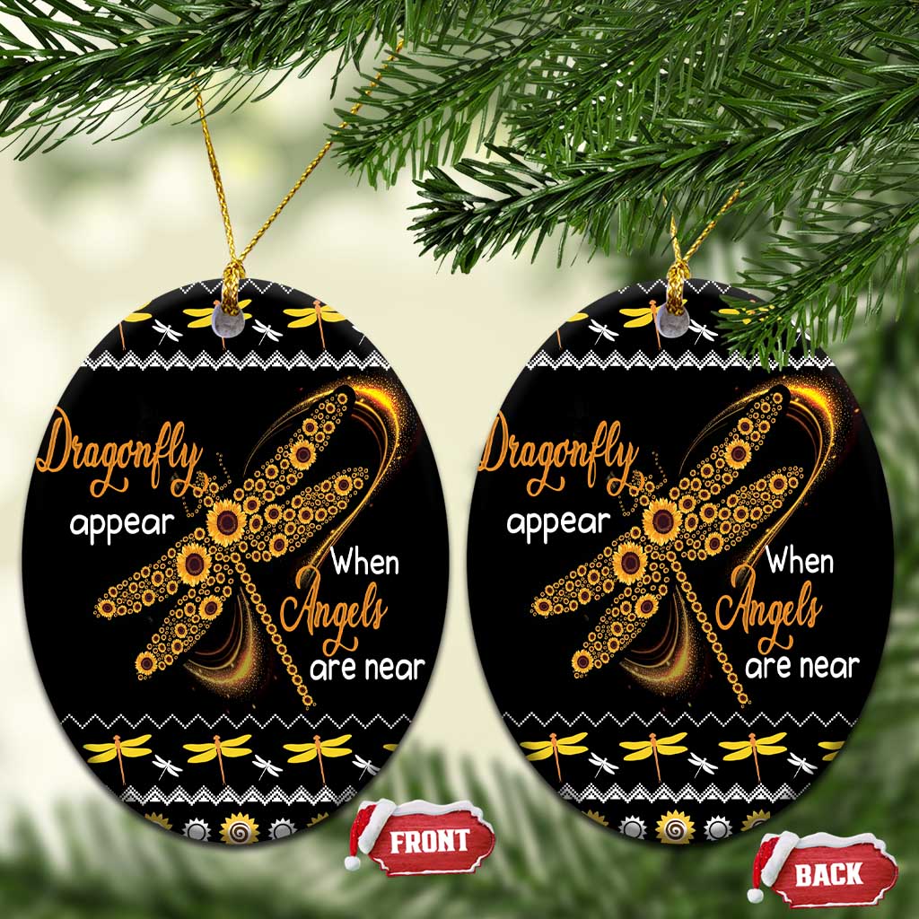 Dragonfly Sunflower Ceramic Ornament Dragonfly Appear When Angels Are Near DT03