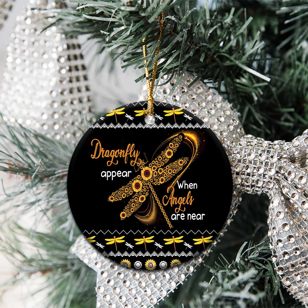 Dragonfly Sunflower Ceramic Ornament Dragonfly Appear When Angels Are Near DT03