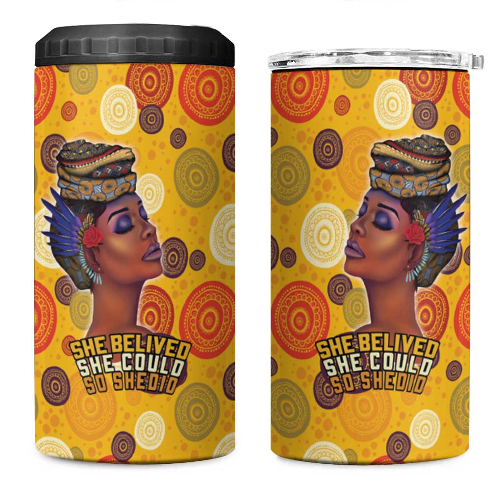 African Women 4 in 1 Can Cooler Tumbler She Believed She Could So She Did DT03