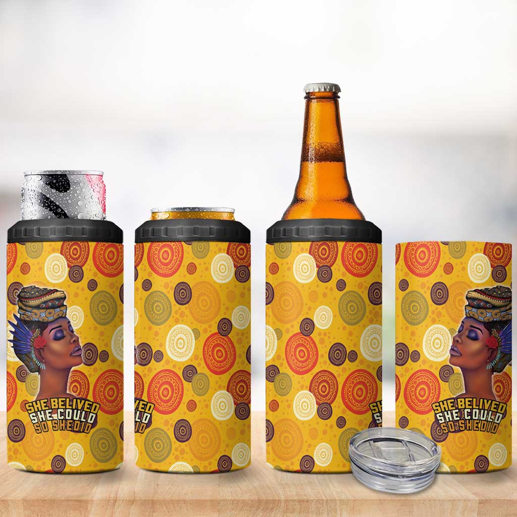 African Women 4 in 1 Can Cooler Tumbler She Believed She Could So She Did DT03