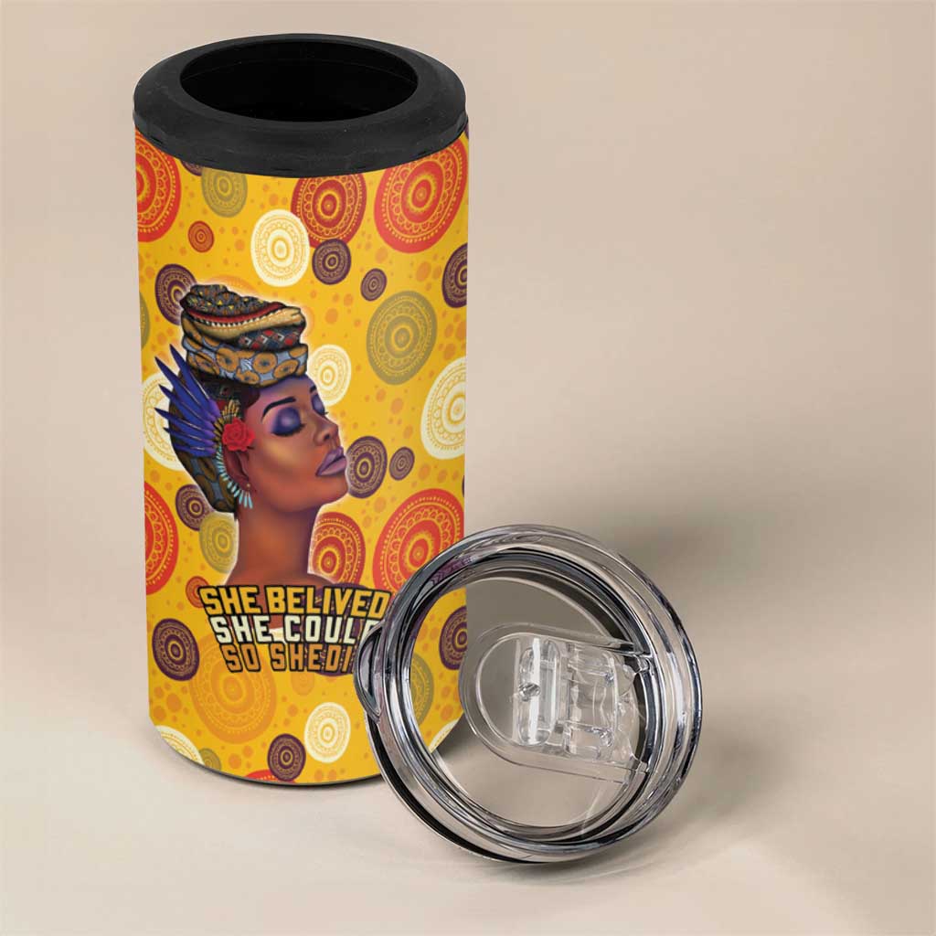 African Women 4 in 1 Can Cooler Tumbler She Believed She Could So She Did DT03